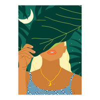 To The Moon & Never Back | Jungle Dreamer Bohemian Tropical Soul | Forest Nature Woman Illustration (Print Only)