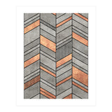 Abstract Chevron Pattern - Concrete and Copper (Print Only) thumbnail