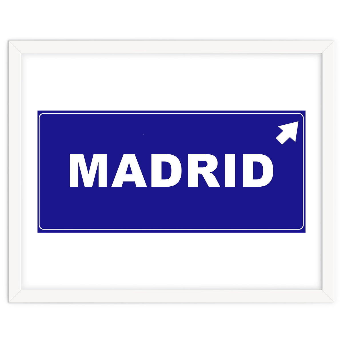 Let`s go to Madrid, Spain! Blue road sign