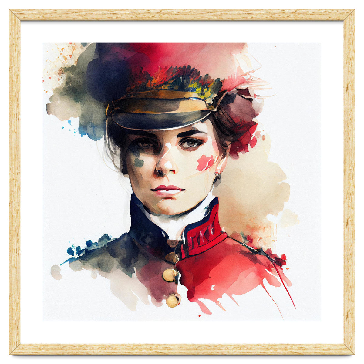 Watercolor Napoleonic Soldier Woman #3