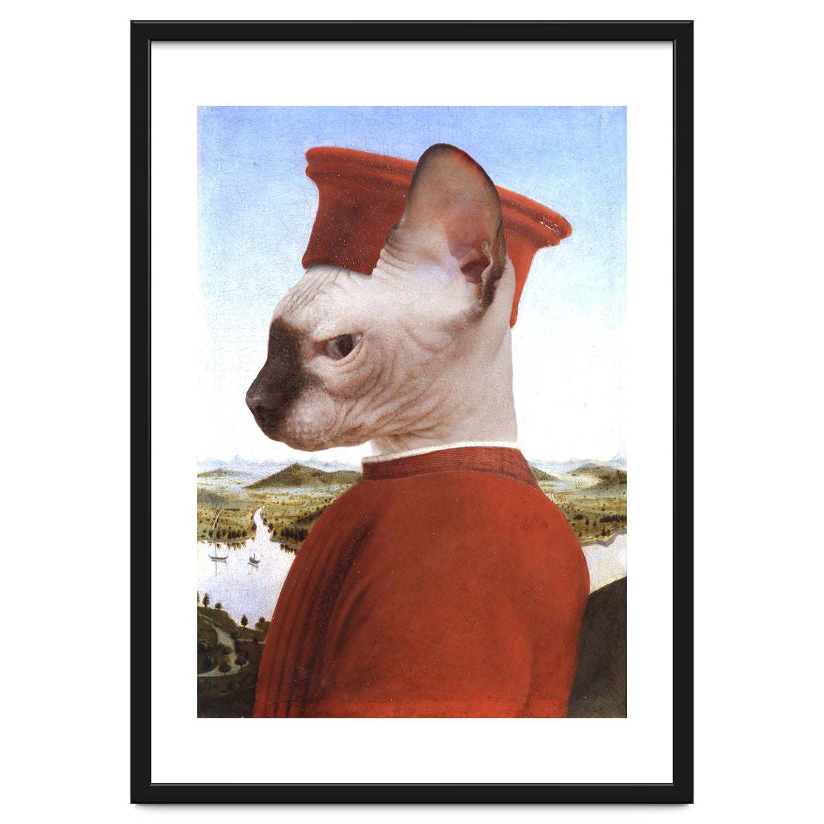Portrait of a Sphynx Cat as Federico da Montefeltro