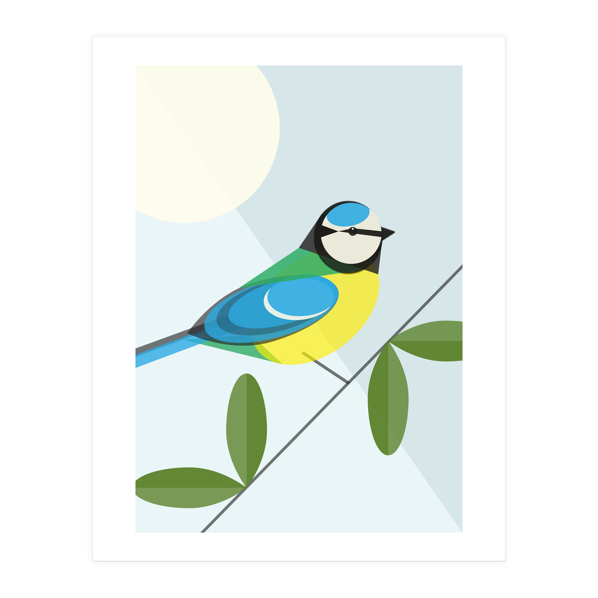 Mid Century Geometric Blue Tit (Print Only)