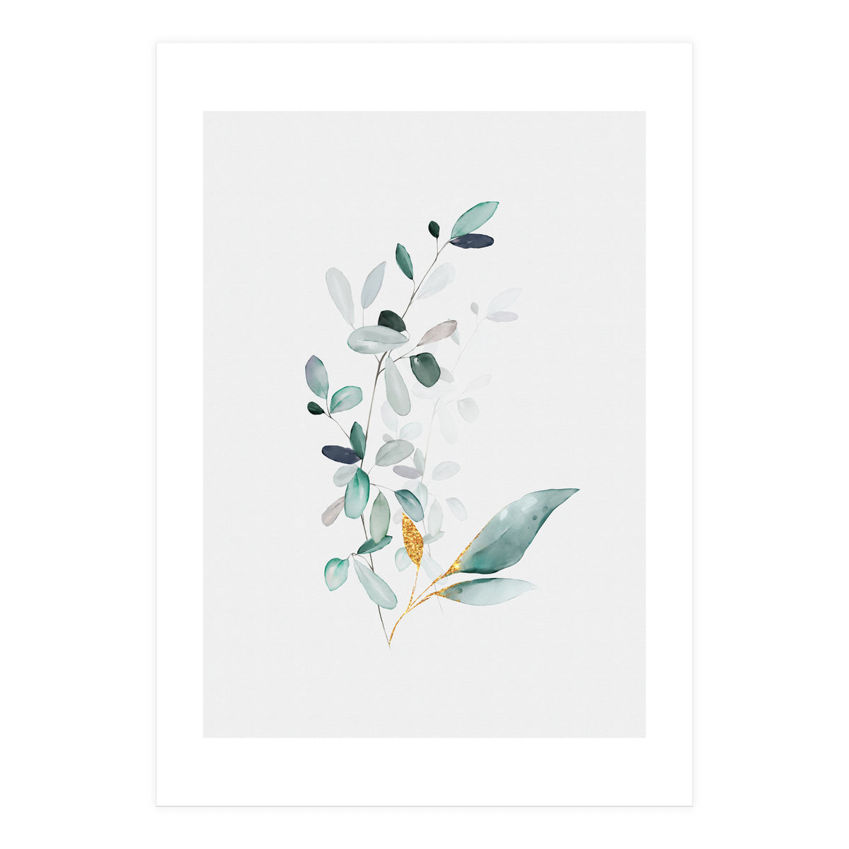 Modern Botanical Gold & Sage Study 01 (Print Only)