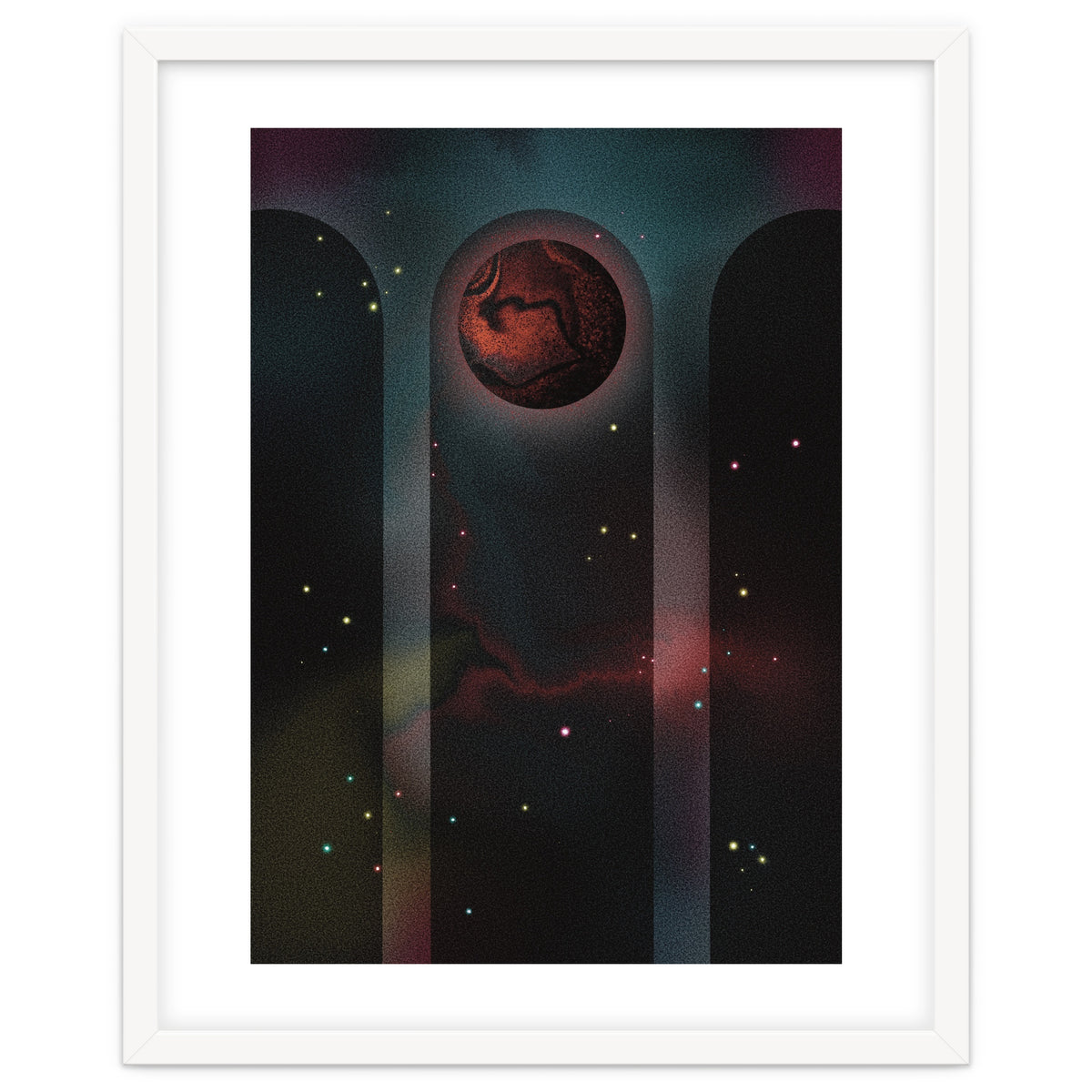 Space Temple with red planet