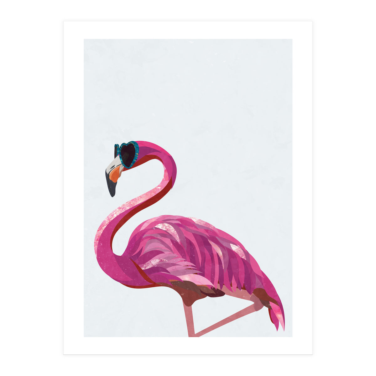 Flamingo Portrait Wearing Sunglasses (Print Only)