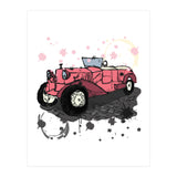 Vintage pink car sketch (Print Only) thumbnail