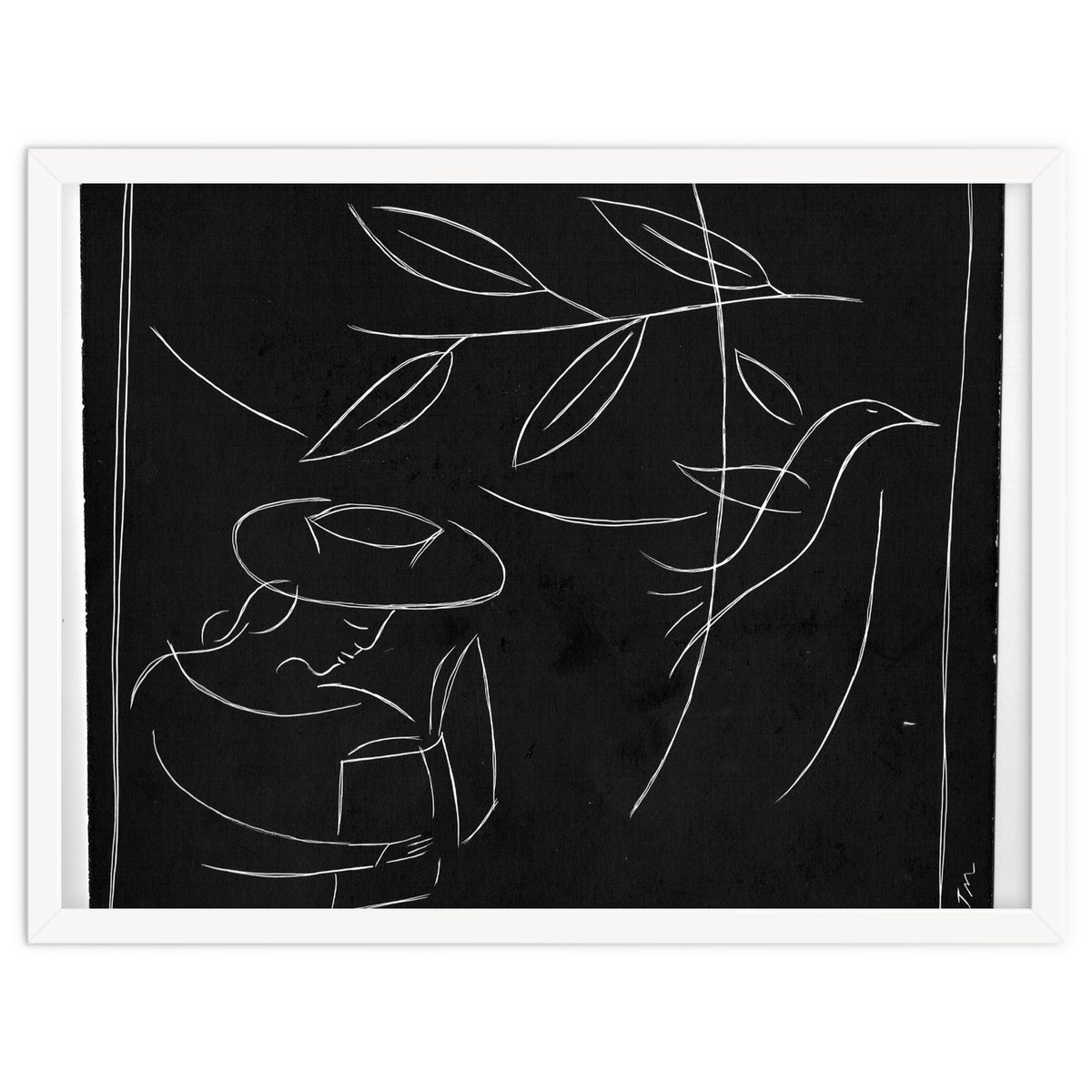 Woman With Bird And Book