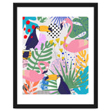 Tropical Spring | Pastel Quirky Modern Bohemian Jungle Botanical | Flamingo Palm Cockatoo Birds thumbnail