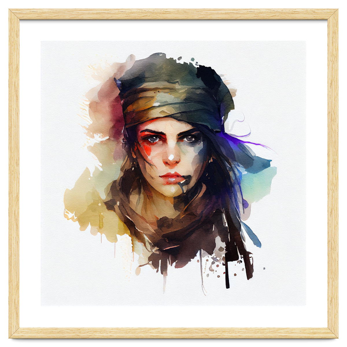 Watercolor Pirate Woman #1