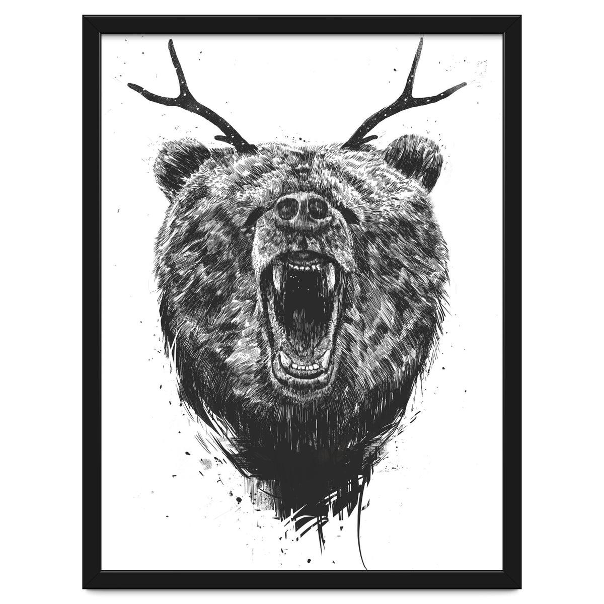 Angry Bear With Antlers