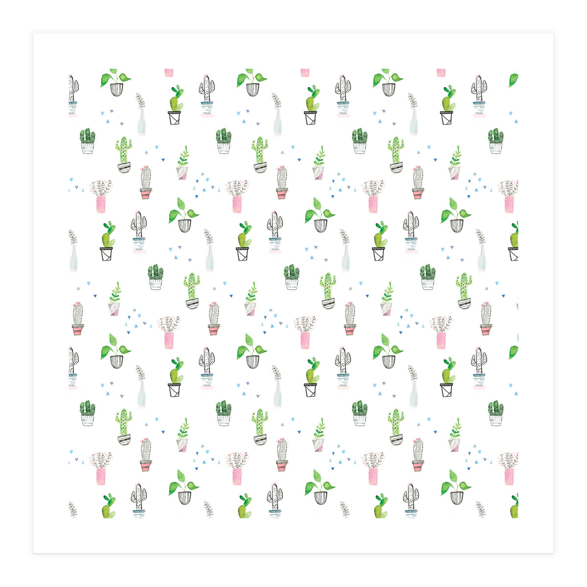 Cacti and plants pattern (Print Only)