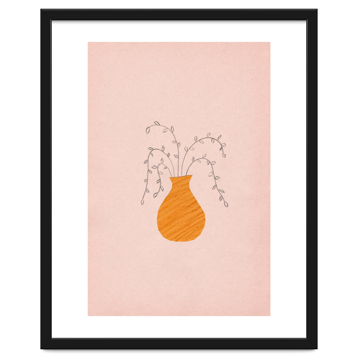 Pink and orange vase and plants