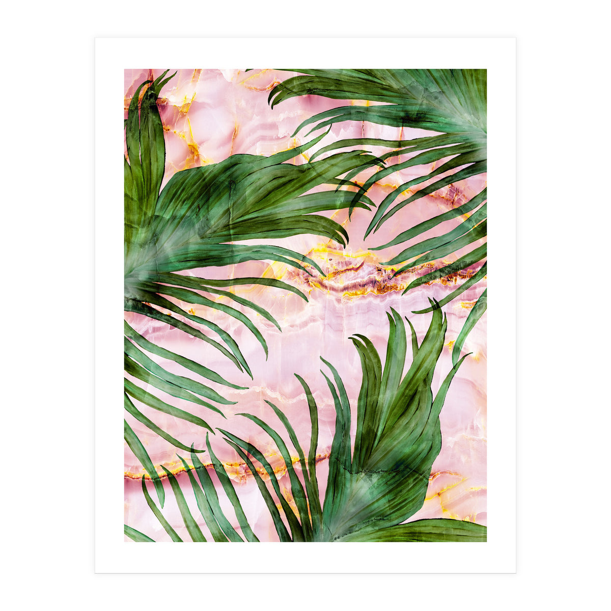 Palm leaf on marble 01 (Print Only)