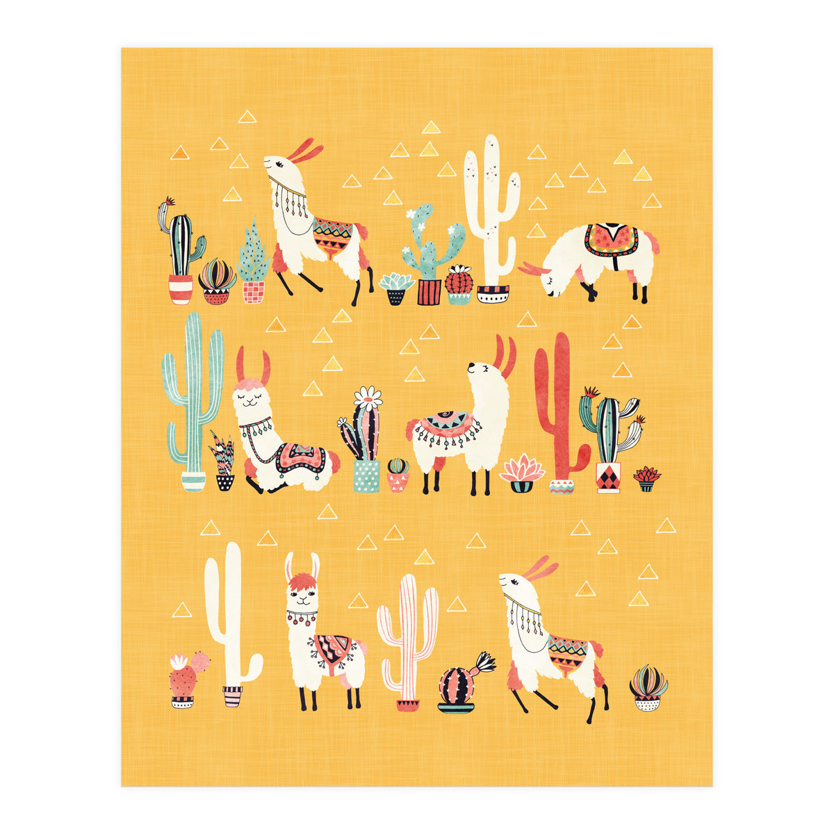 Happy Llama With Cactus In A Pot (Print Only)