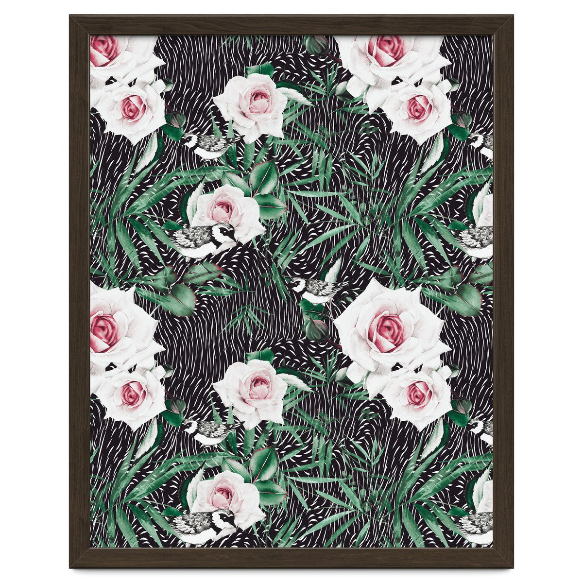 Dark flowery abstract of birds