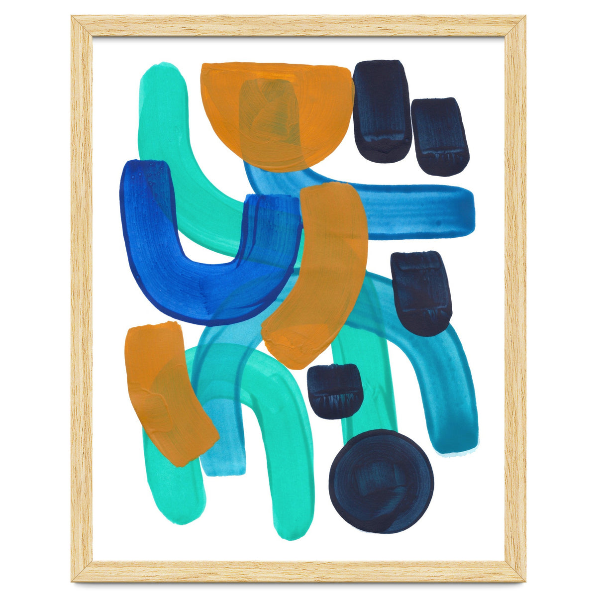 Fun Colorful Blue Turquoise Shape Yellow Accent