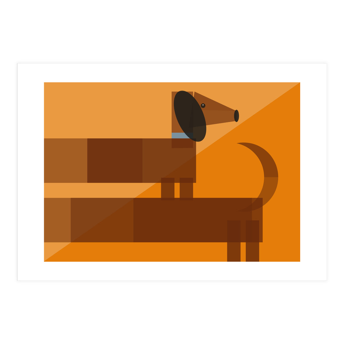 Mid Century Geometric Sausage Dog Dachshund (Print Only)