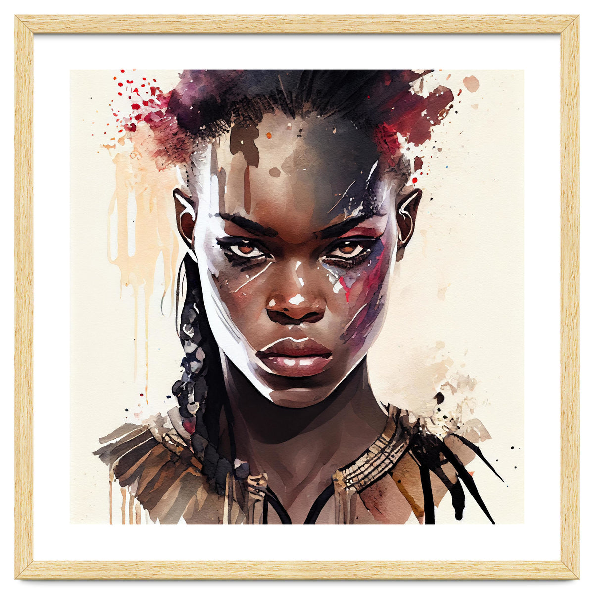 Watercolor African Warrior Woman #2