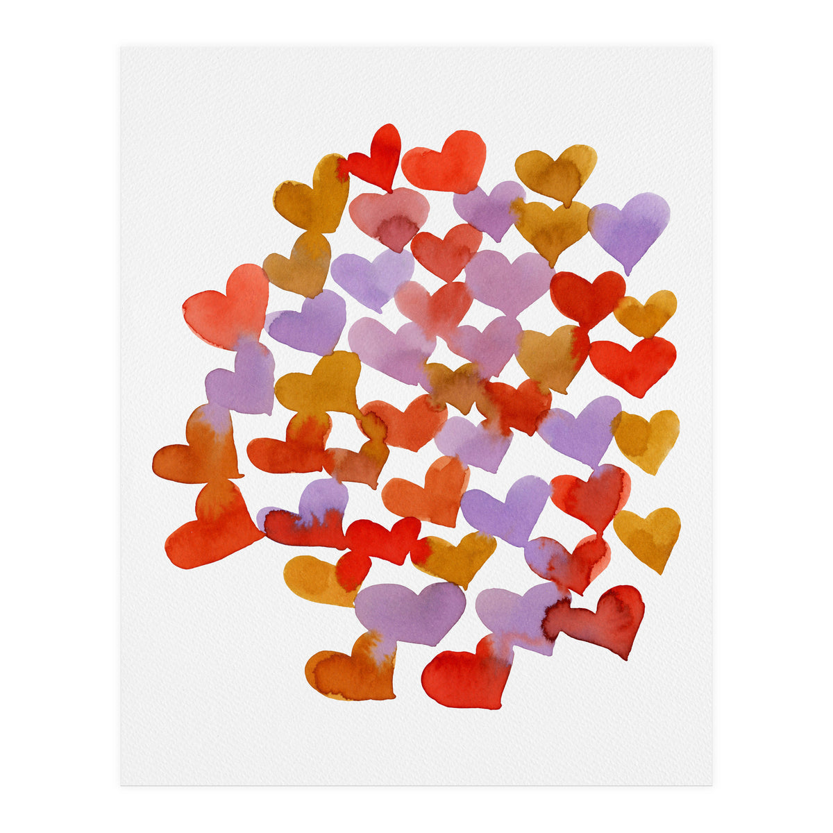 Watercolor melting hearts - retro (Print Only)