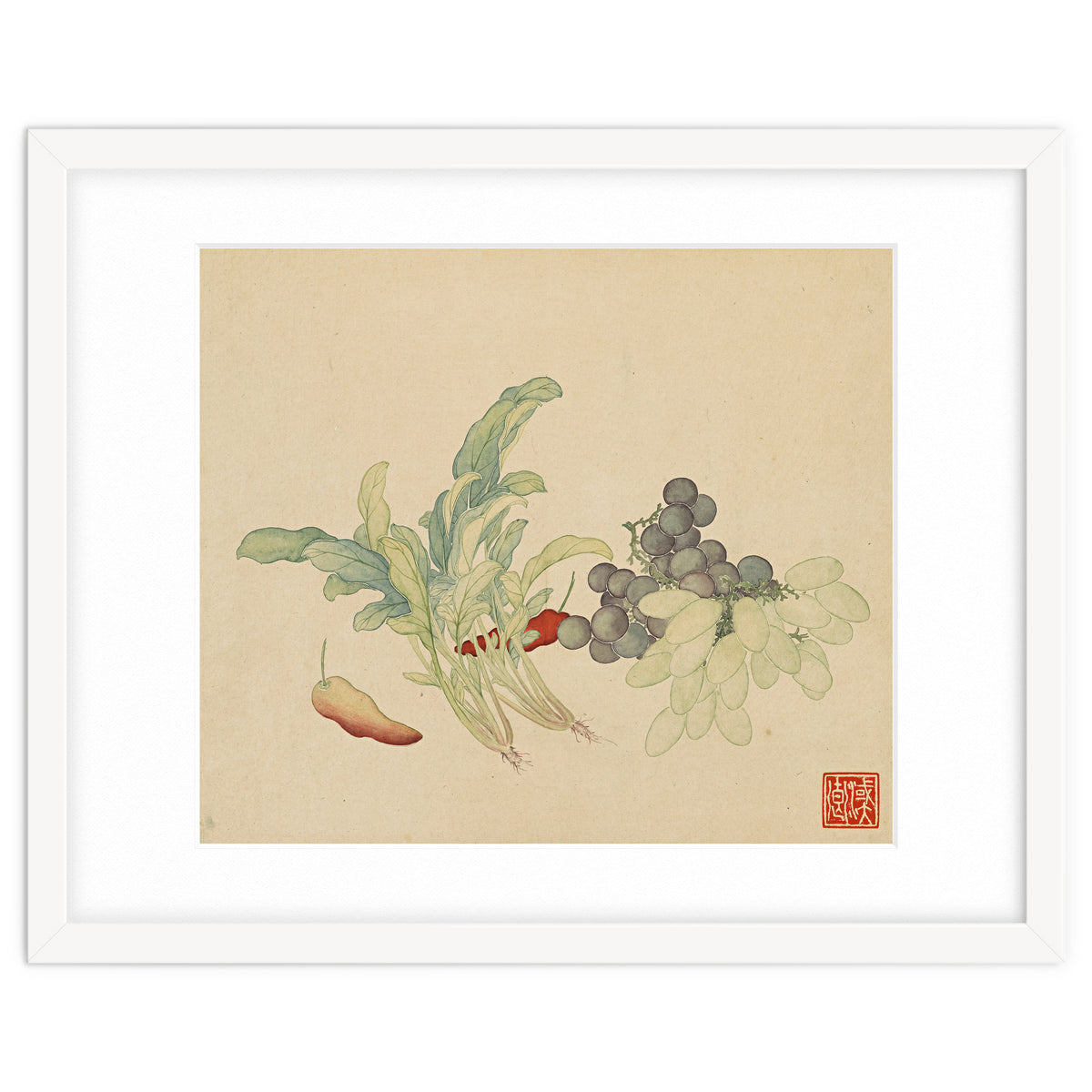 Wang Chengyu ~ Flowers And Vegetables, Vegetables, Fruits, Peppers, Millet Hot, Grapes, Spinach