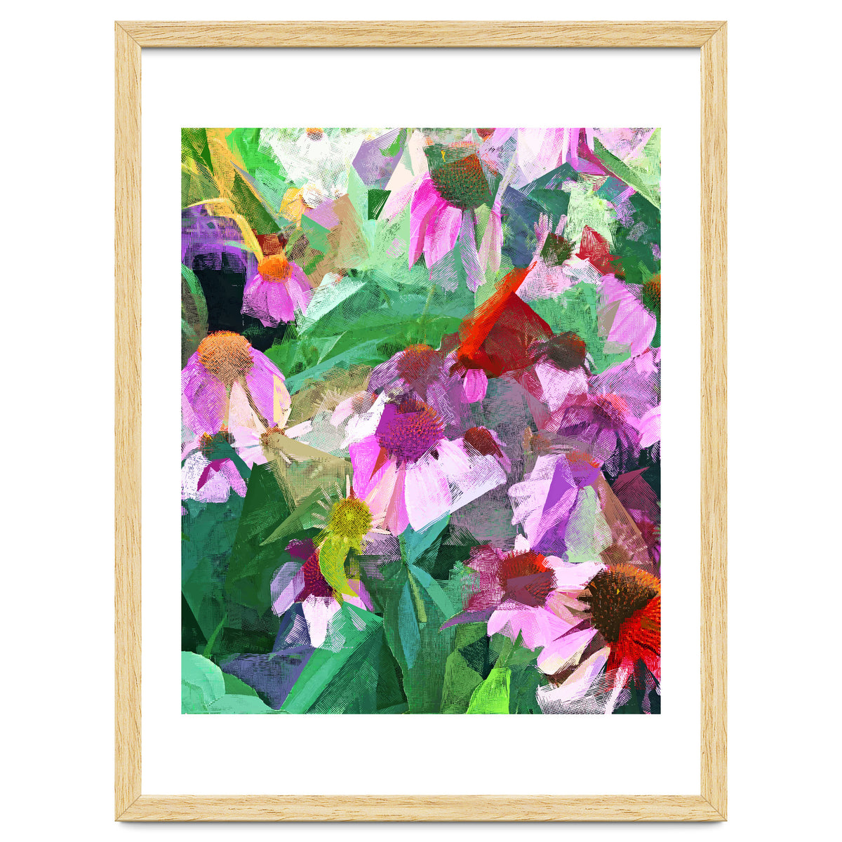 The Memory of Spring, Crosshatch Botanical Floral Painting, Plants Garden Meadow, Flowers Nature Digital Illustration