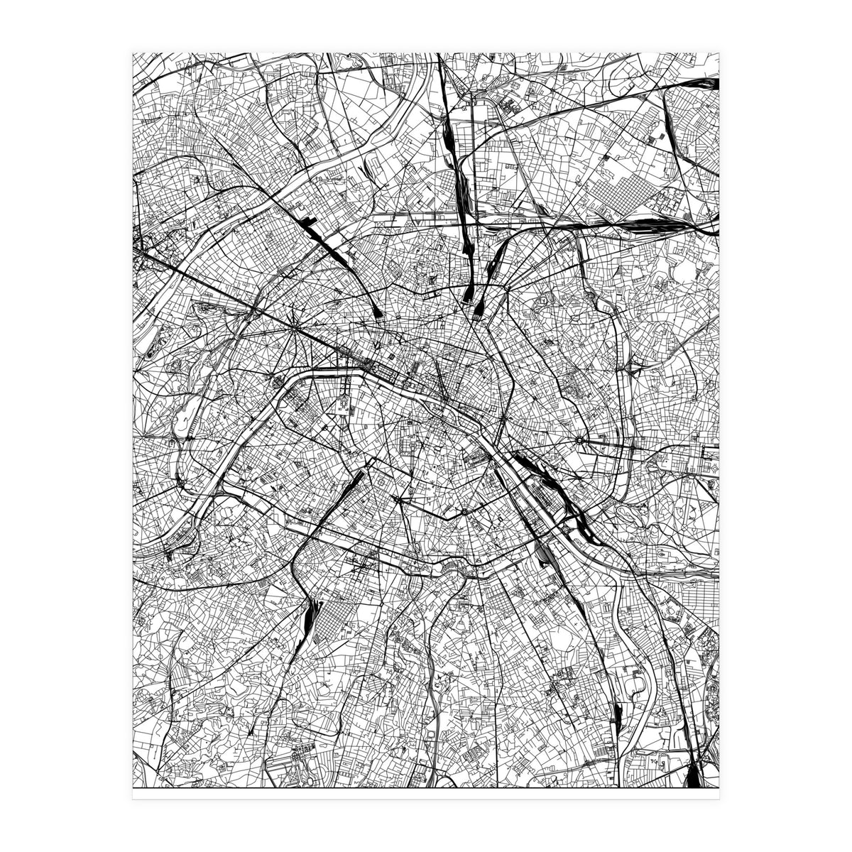 Paris White Map (Print Only)