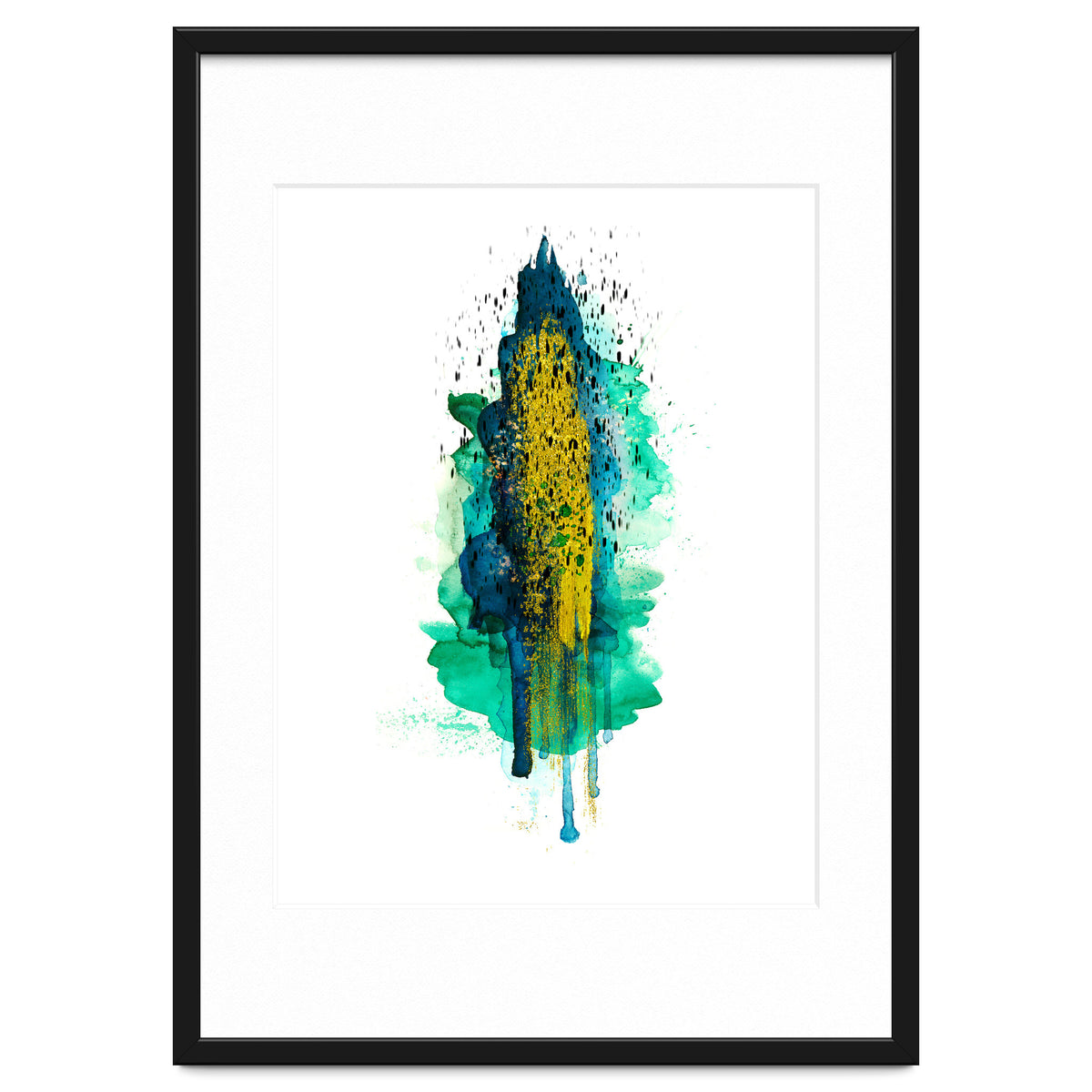 Abstract watercolour peacockgold