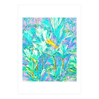 Palm Garden, Tropical Nature Jungle Botanical Painting, Bohemian Intricate Pastel Forest (Print Only)