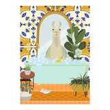 Llama Bathing in Moroccan Style Bathroom (Print Only) thumbnail