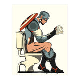 Captain America on the Toilet, funny bathroom humour (Print Only) thumbnail