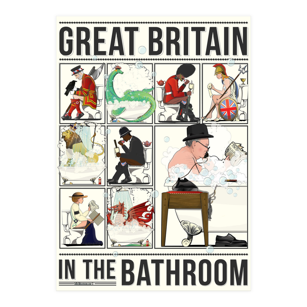 Great Britain in the Bath, Funny Bathroom Humour (Print Only)