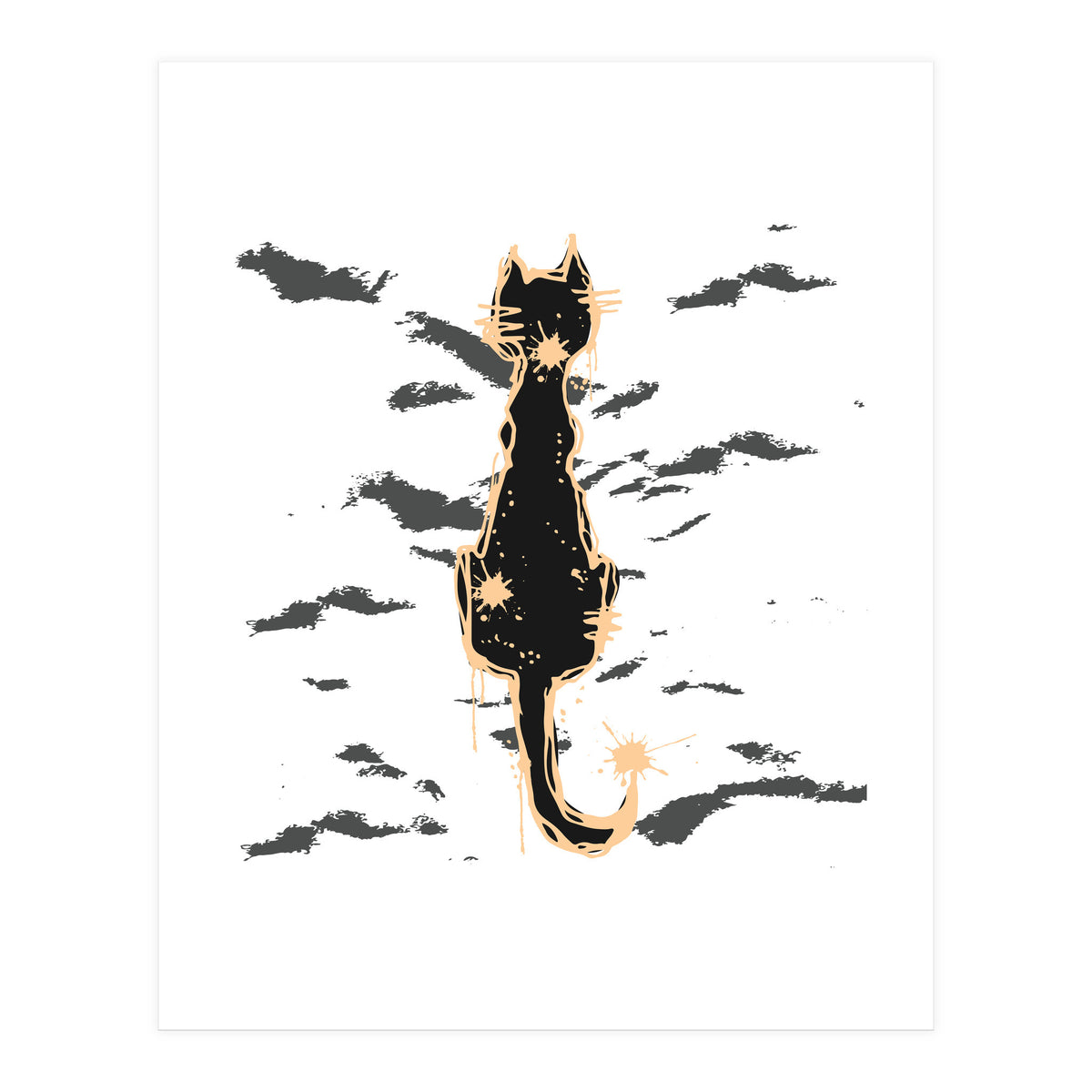 Black cat scribble sketch (Print Only)