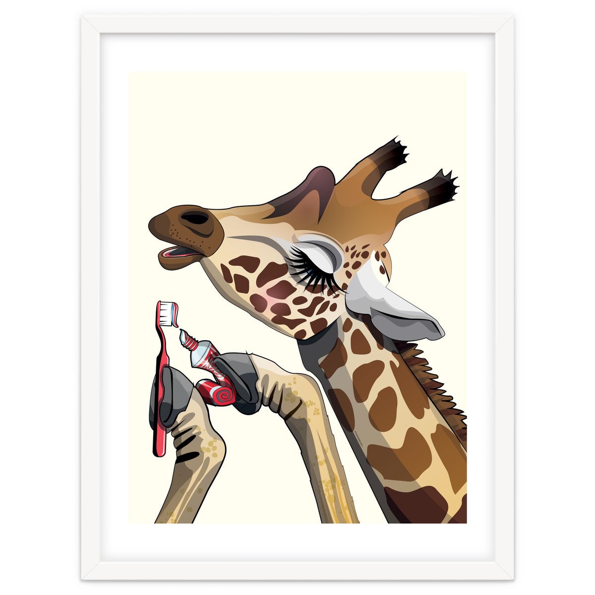 Giraffe Brushing Teeth, Funny Bathroom Humour