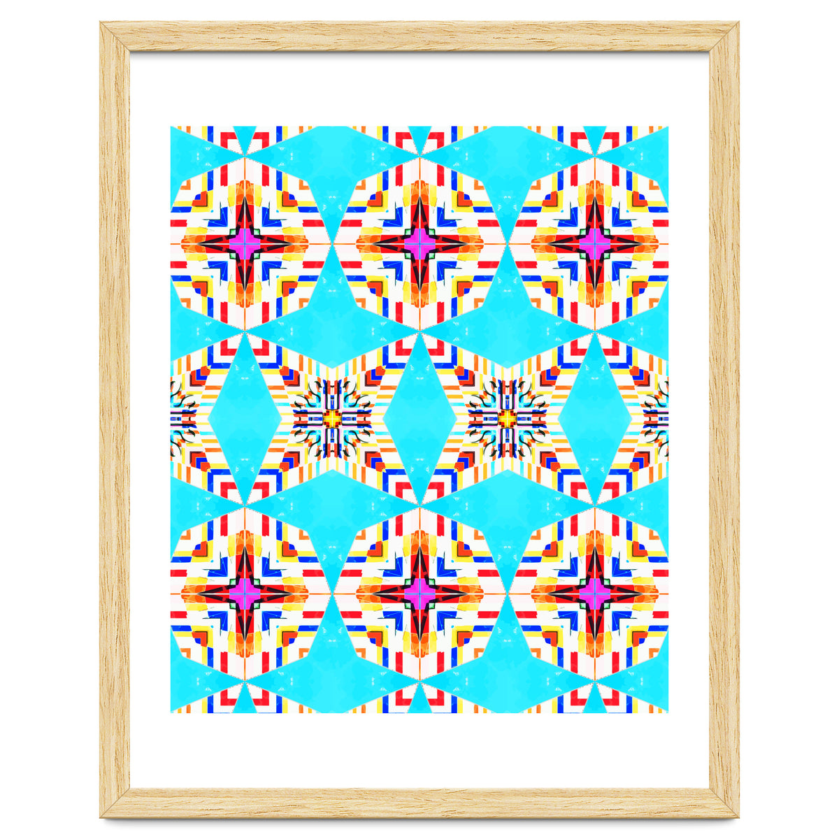 Exotic Tiles, Moroccan Teal Kaleidoscope Pattern, Turkish Bohemian Colorful Culture Eclectic Graphic