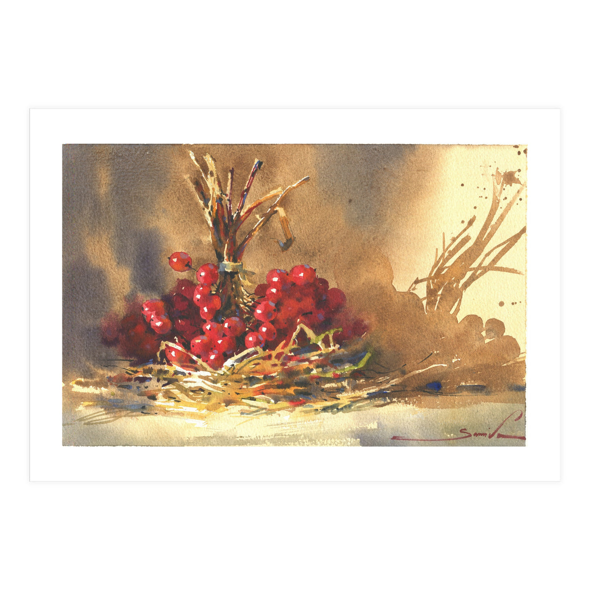 Viburnum watercolor nature (Print Only)