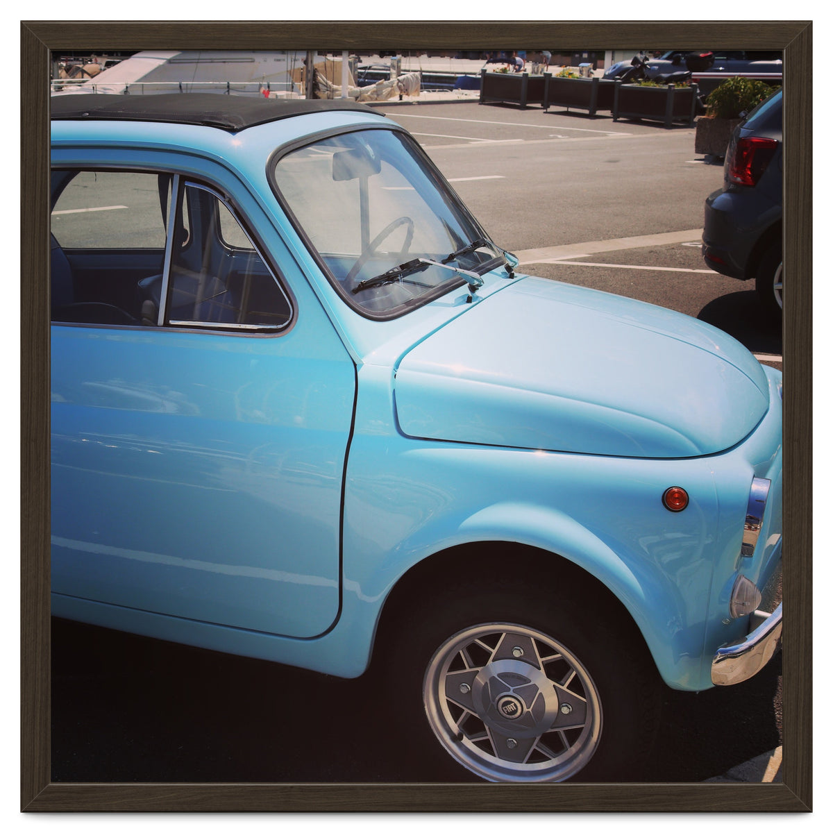 Pale blue Fiat 500