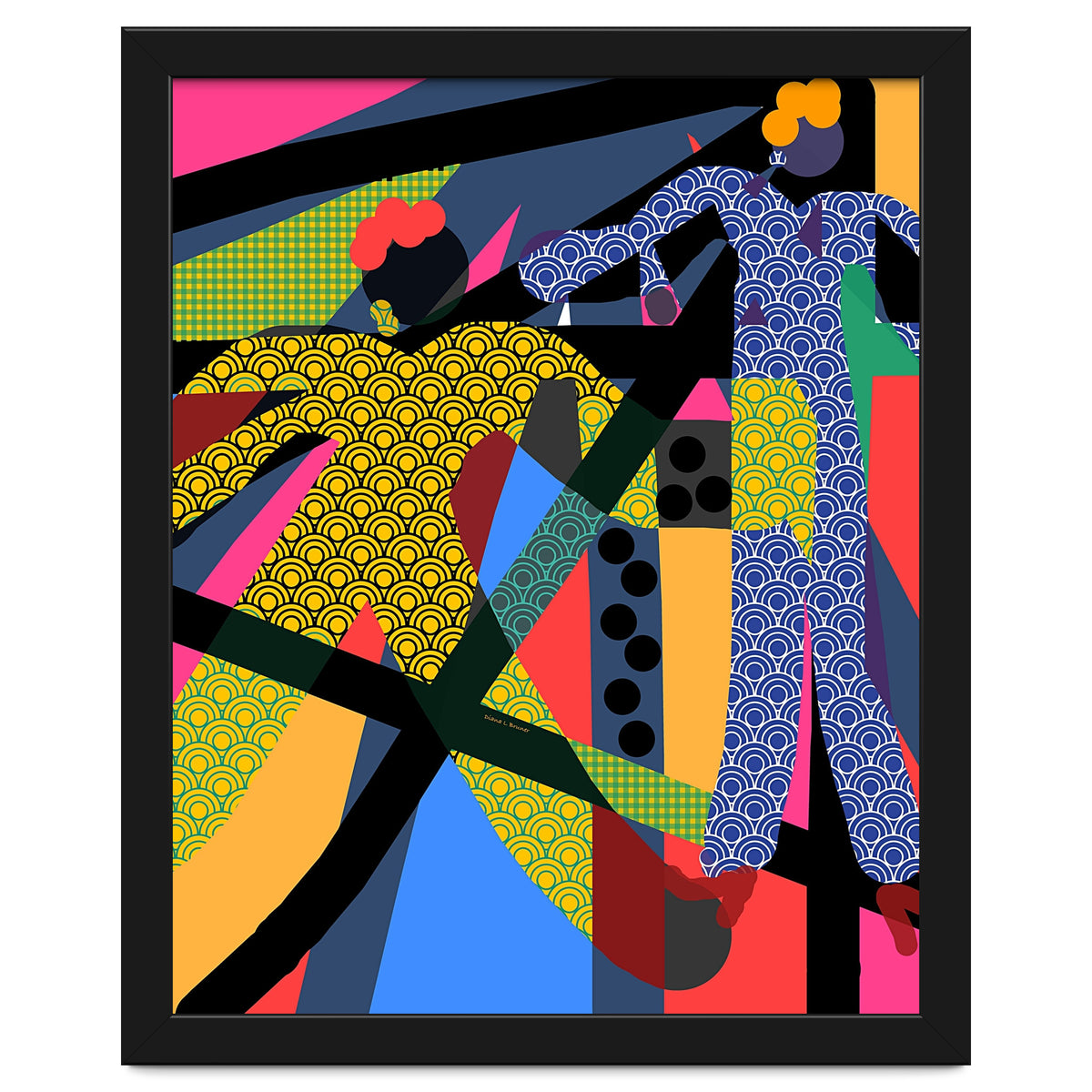 LADIES WEARING YELLOW AND BLUE PATTERNS