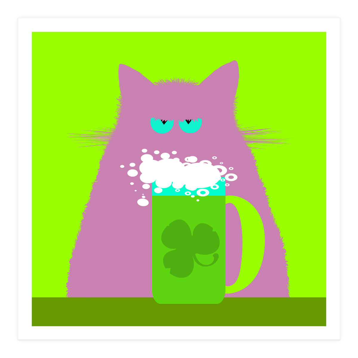 Saint Patrick's Day Lilac Cat  (Print Only)