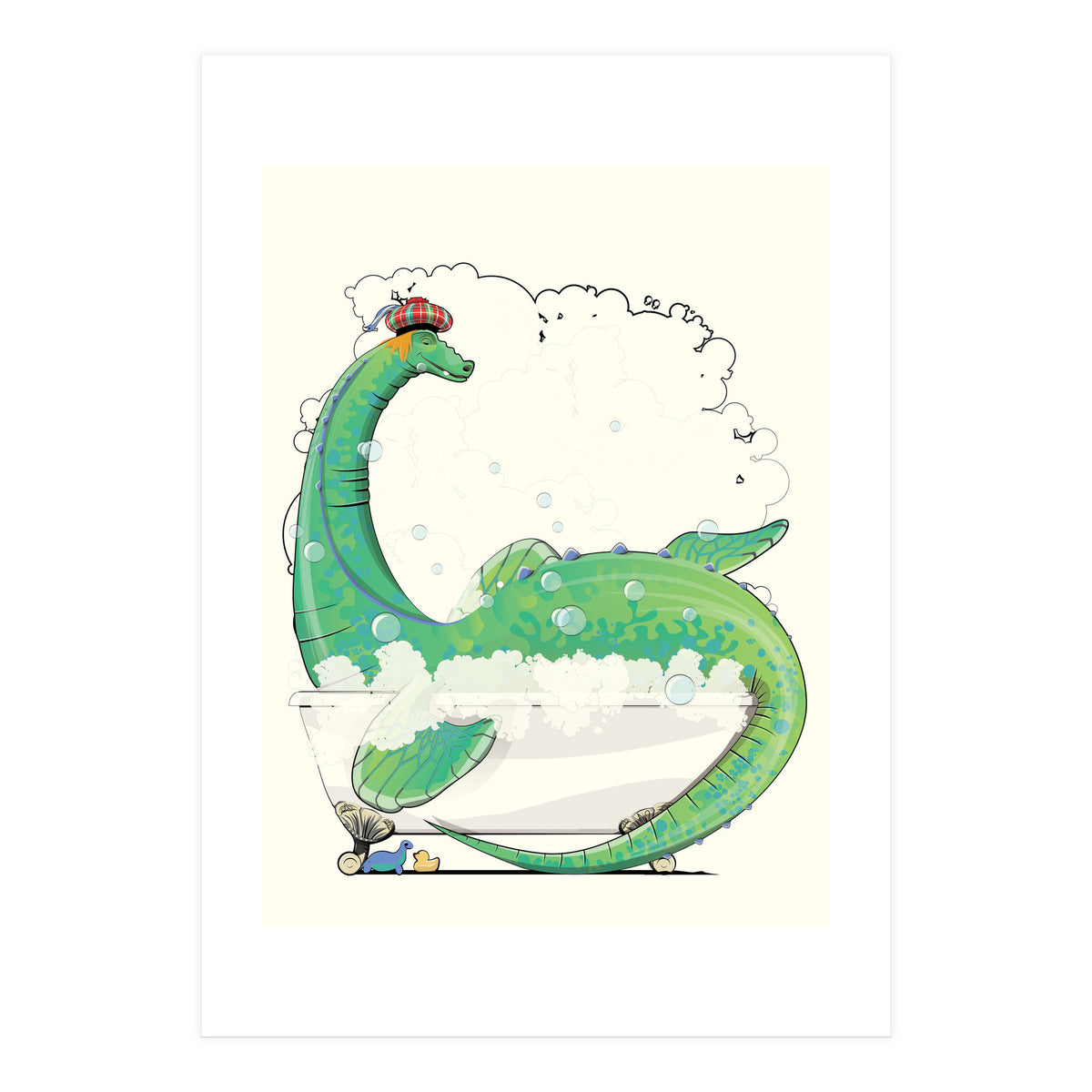Loch Ness Monster in the Bath, Funny Bathroom Humour (Print Only)