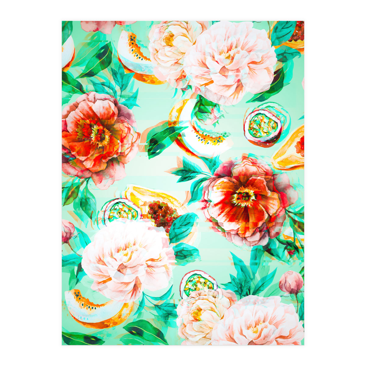 Tropical flowery fruit glitch  (Print Only)