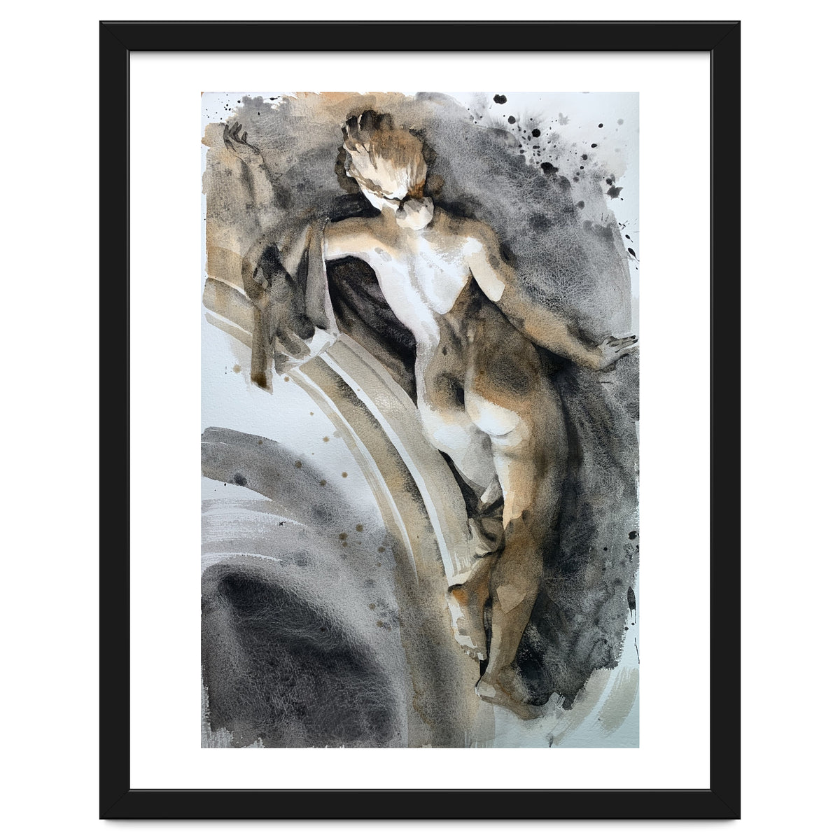 Antique sculpture of a naked girl from behind