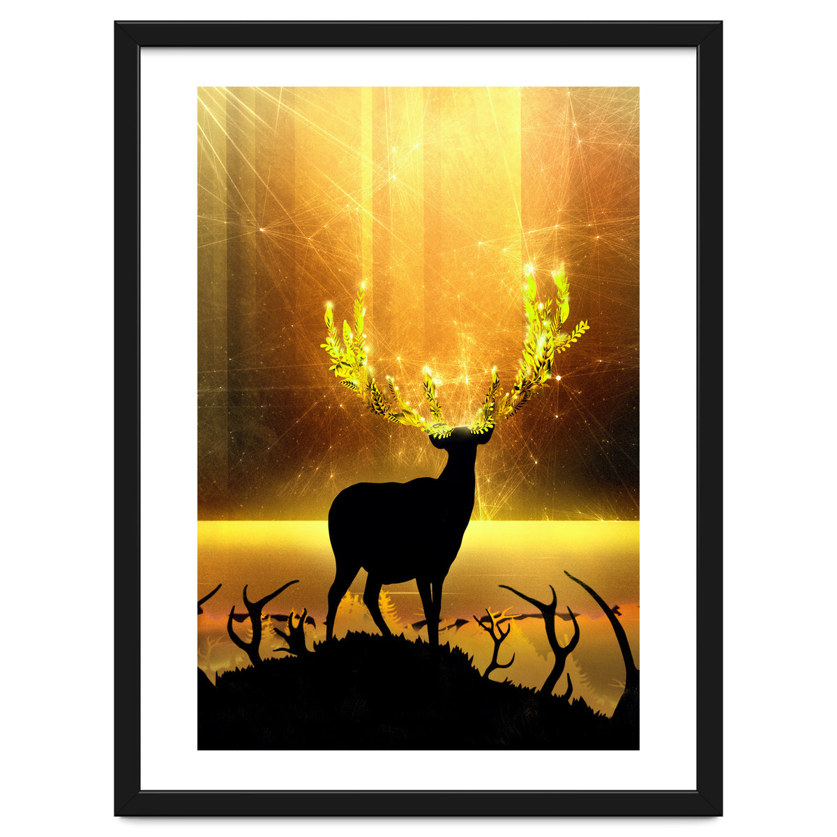 Greenery Deer Golden Sun
