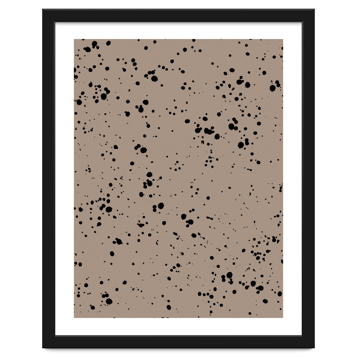 Black Paint Splatter on Dark Beige Background