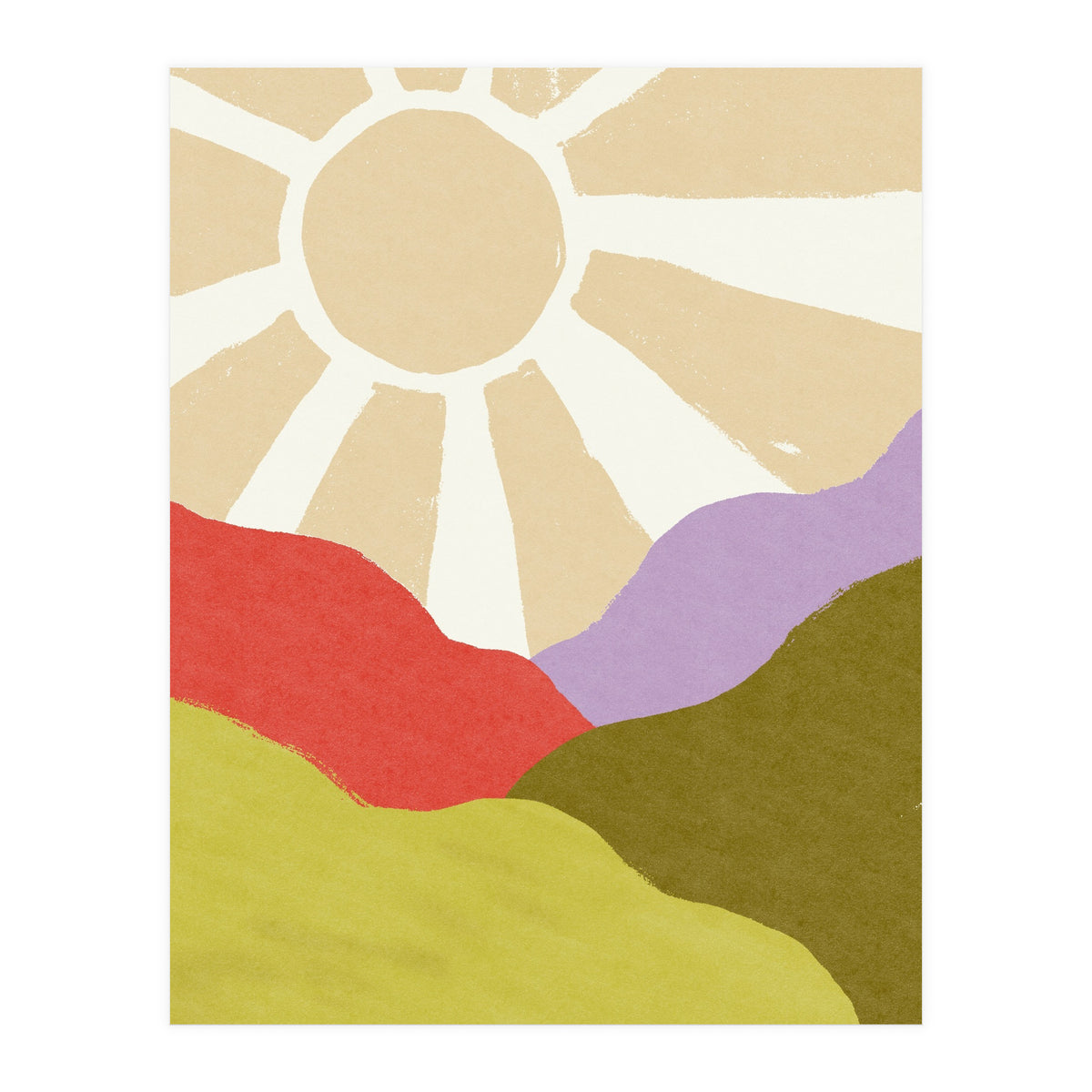 Sunshine & Hills \\ Retro Landscape  (Print Only)
