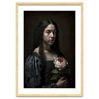 Sad Young Woman Moody Vintage Dark Painting