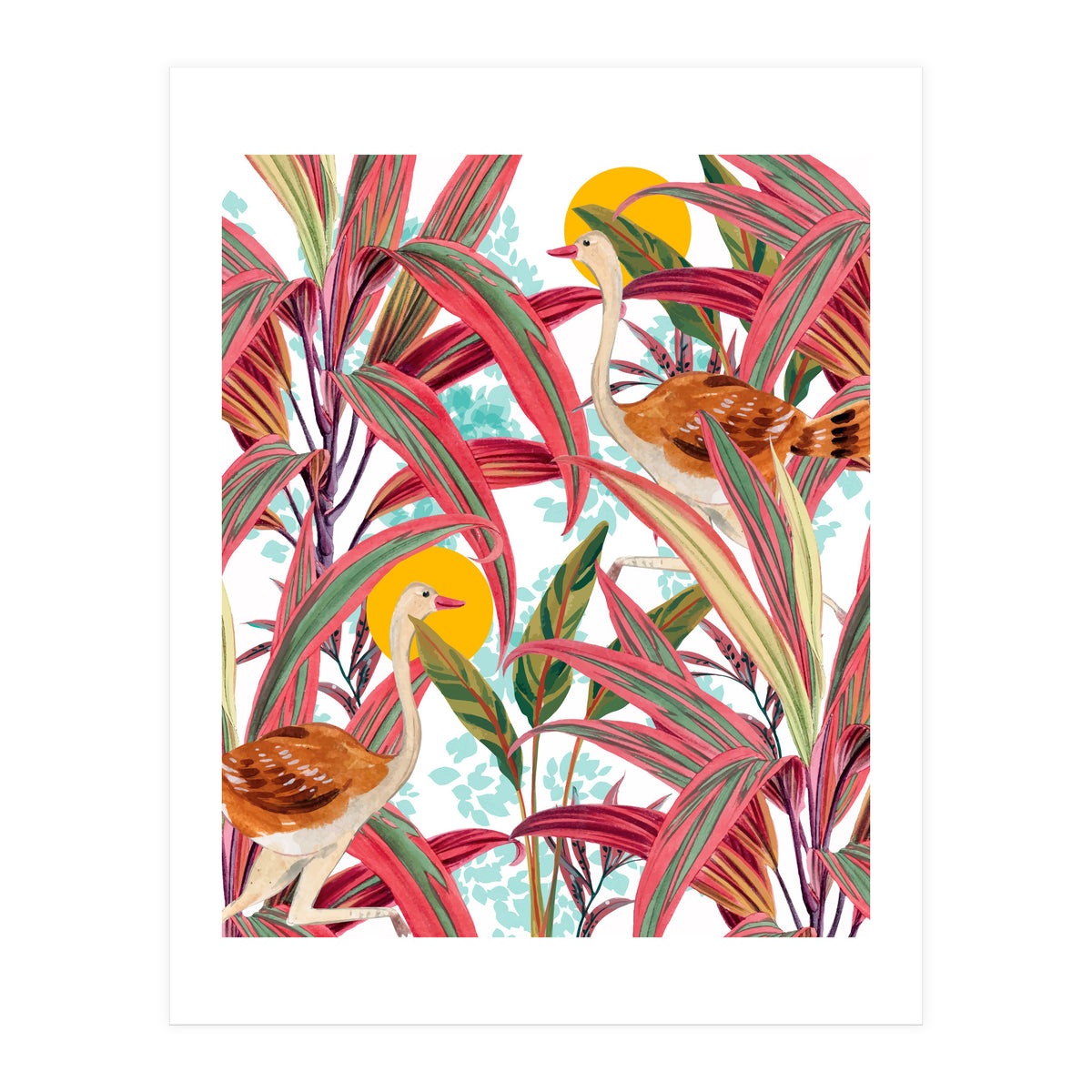 Faith Is The Bird That Feels The Light When The Dawn Is Still Dark, Vintage Botanical Nature Painting Jungle (Print Only)