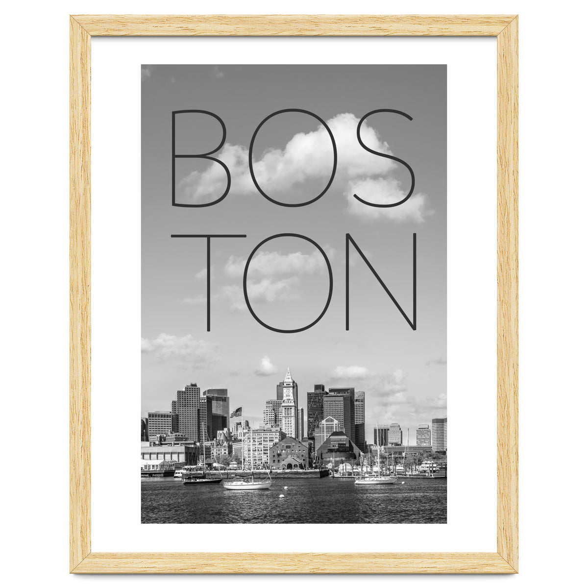 BOSTON Skyline North End & Financial District | Text & Skyline