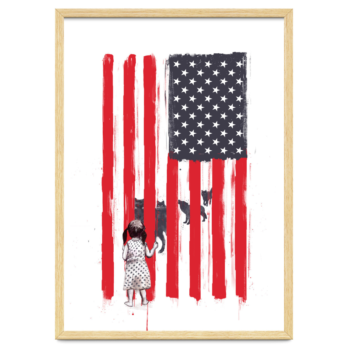 Little Girl And Wolves