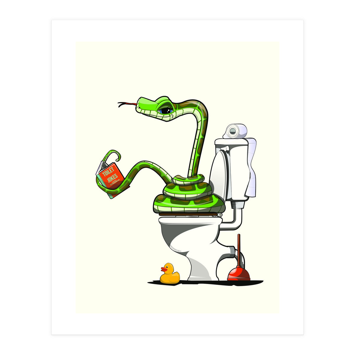 Snake on the Toilet, funny Bathroom humour (Print Only)