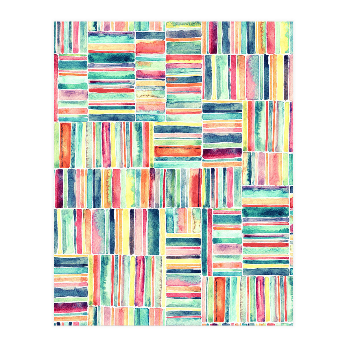 Retro Beach Chair Pastel Watercolor Stripes (Print Only)